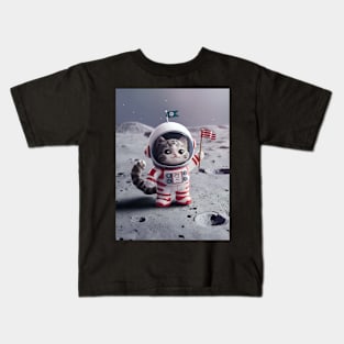 Cute cat astronaut on moon Kids T-Shirt